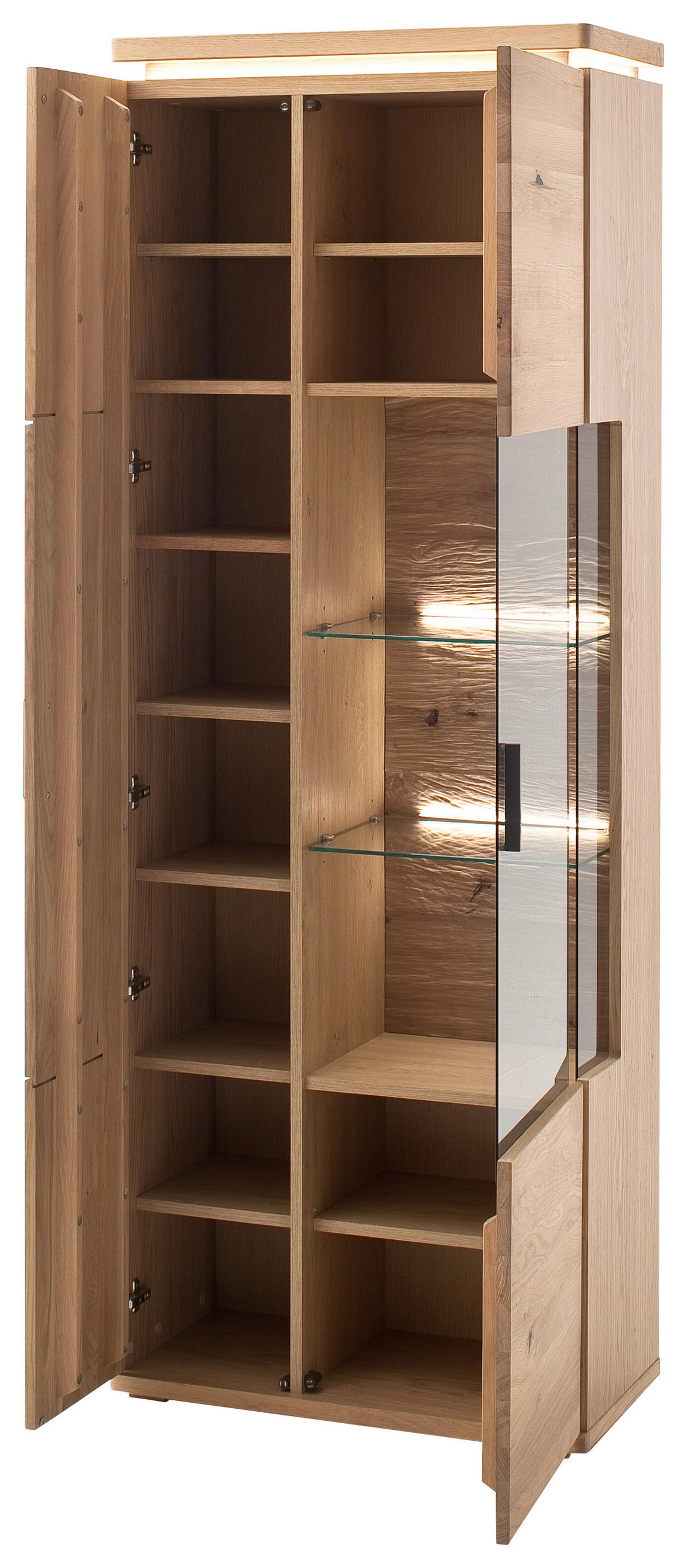 KOMBINACE VITRÍN, trámový dub, dub bianco, 75/204/37 cm - šedá/dub bianco, Design, kov/dřevo (75/204/37cm) - Linea Natura