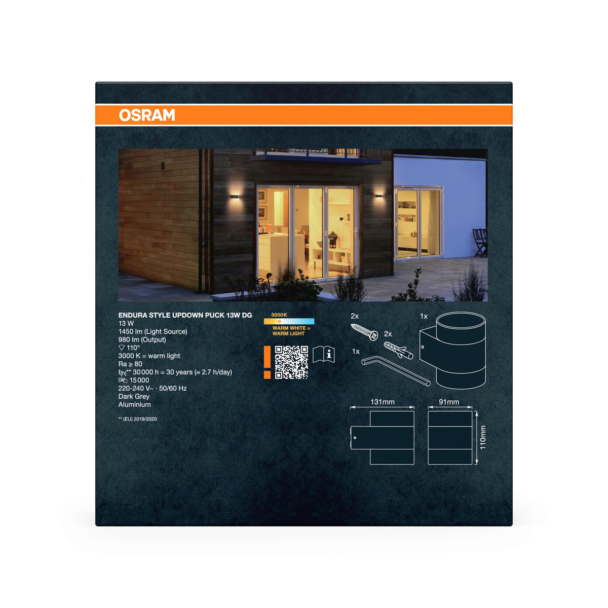 LED-AUßENLEUCHTE 13,1/9,1/11 cm   - Dunkelgrau, Basics, Kunststoff/Metall (13,1/9,1/11cm) - Osram