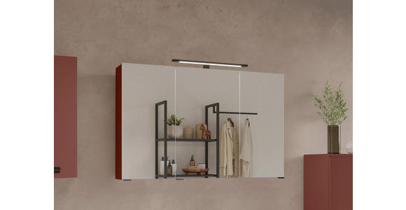 SPIEGELSCHRANK 100/64/20 cm  - Rot/Schwarz, KONVENTIONELL, Glas/Holzwerkstoff (100/64/20cm) - Xora