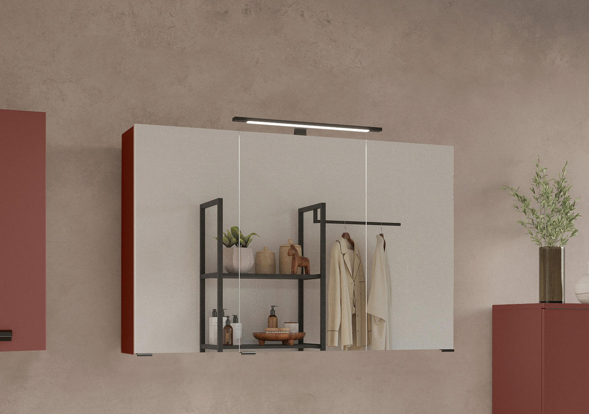 SPIEGELSCHRANK 100/64/20 cm  - Rot/Schwarz, KONVENTIONELL, Glas/Holzwerkstoff (100/64/20cm) - Xora