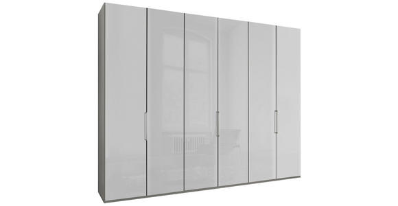 DREHTÜRENSCHRANK  in Grau, Weiß  - Chromfarben/Weiß, KONVENTIONELL, Glas/Holzwerkstoff (300/216/58cm) - Dieter Knoll