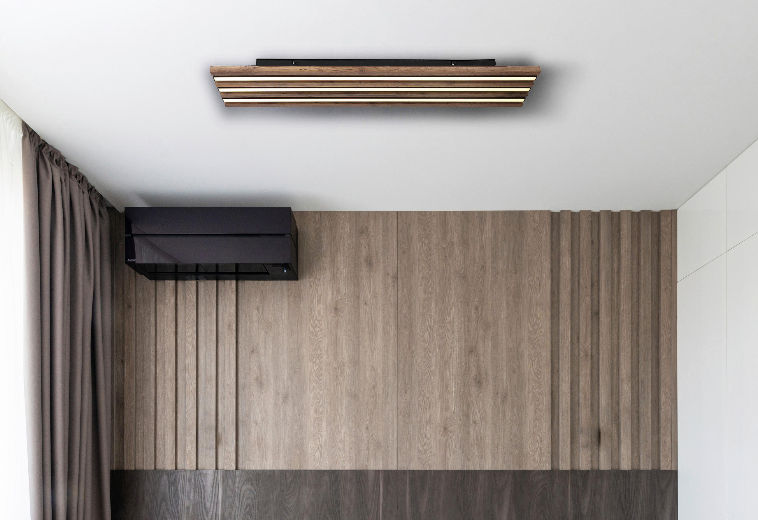 LED-DECKENLEUCHTE 80/20/5 cm   - Dunkelbraun/Schwarz, Natur, Holzwerkstoff/Kunststoff (80/20/5cm)