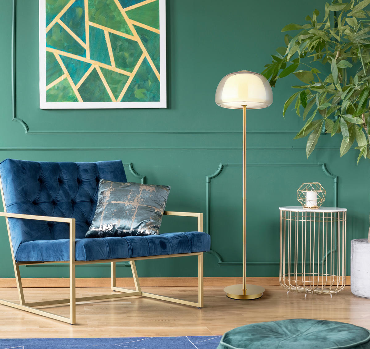 LED-STEHLEUCHTE 38/150 cm    - Goldfarben/Bernsteinfarben, Design, Glas/Kunststoff (38/150cm) - Globo