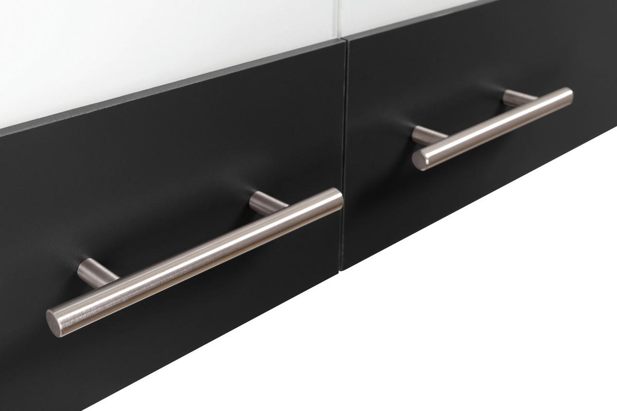 SKÅP MED VITRINDÖRRAR i svart, ekfärgad - silver/svart, Basics, metall/trämaterial (100/200/60cm) - Respekta
