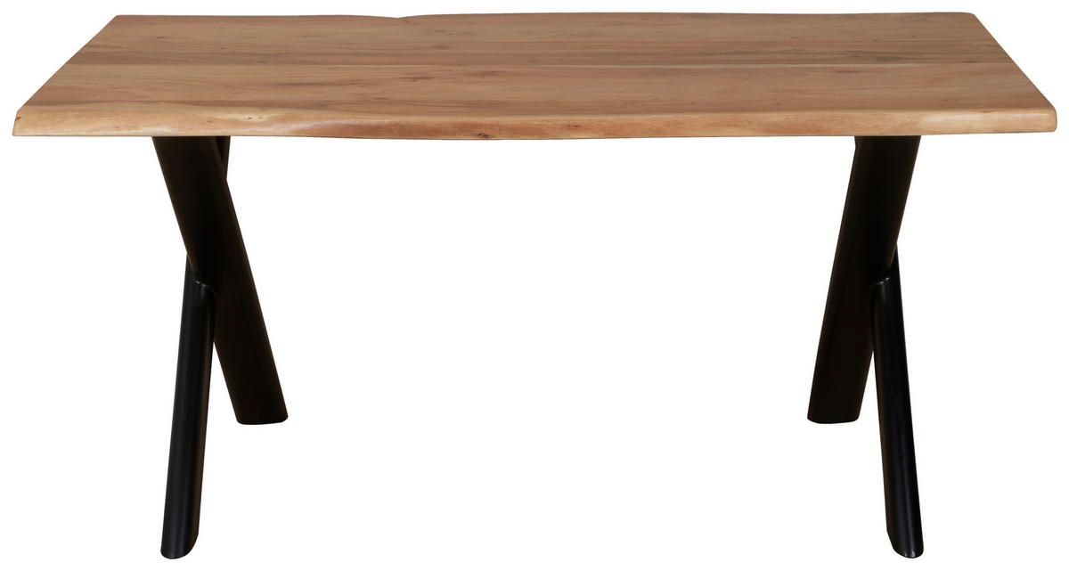 ESSTISCH in Holz 160/90/76 cm   - Schwarz/Naturfarben, MODERN, Holz/Metall (160/90/76cm) - Livetastic