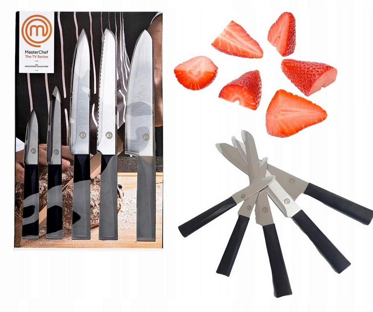 SET NOŽEVA      5 delova  - srebrna/crna, Osnovno, metal/plastika