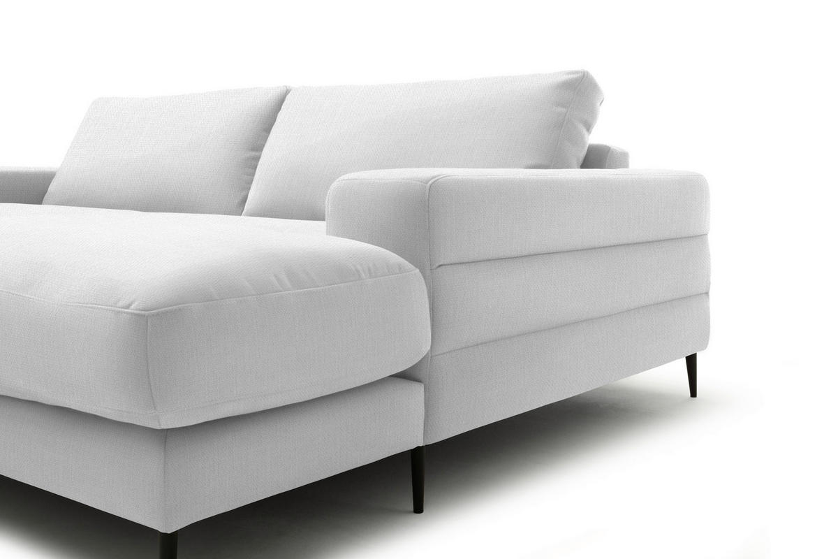 ECKSOFA in Flachgewebe Creme  - Creme/Schwarz, Design, Textil/Metall (253/177cm) - Dieter Knoll