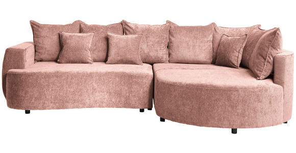 ECKSOFA  in Chenille Rosa  307/194 cm  - Schwarz/Rosa, Design, Kunststoff/Textil (307/194cm) - Carryhome