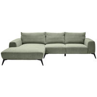 ECKSOFA in Webstoff Olivgrün  - Schwarz/Olivgrün, Design, Textil/Metall (187/298cm) - Stylife