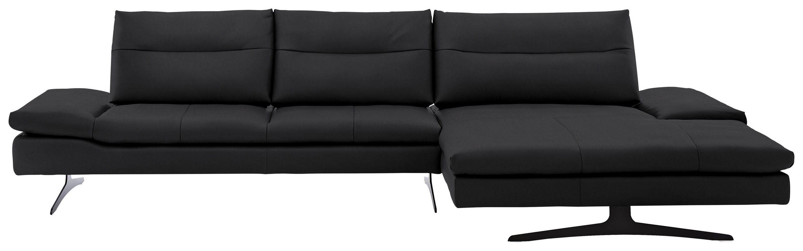 ECKSOFA in Echtleder Mokka  342/158 cm  - Schwarz/Mokka, MODERN, Leder/Metall (342/158cm) - Chilliano