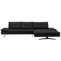 ECKSOFA in Echtleder Mokka  - Schwarz/Mokka, Modern, Leder/Metall (342/158cm) - Chilliano