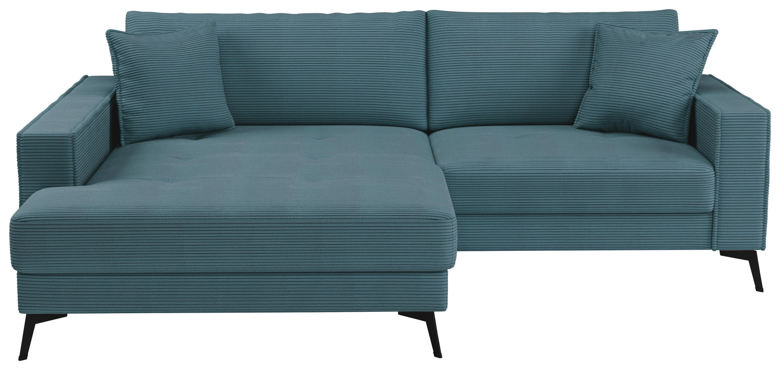 ECKSOFA TED Blau Cord Zierkissen  - Blau/Schwarz, Trend, Textil/Metall (174/228cm) - P & B