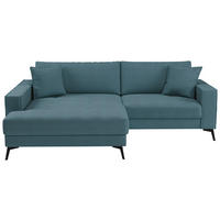 ECKSOFA TED Blau Cord Zierkissen  - Blau/Schwarz, Trend, Textil/Metall (174/228cm) - P & B