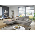 ECKSOFA in Echtleder Silberfarben  180/310 cm  - Silberfarben/Schwarz, Design, Leder/Metall (180/310cm) - Dieter Knoll