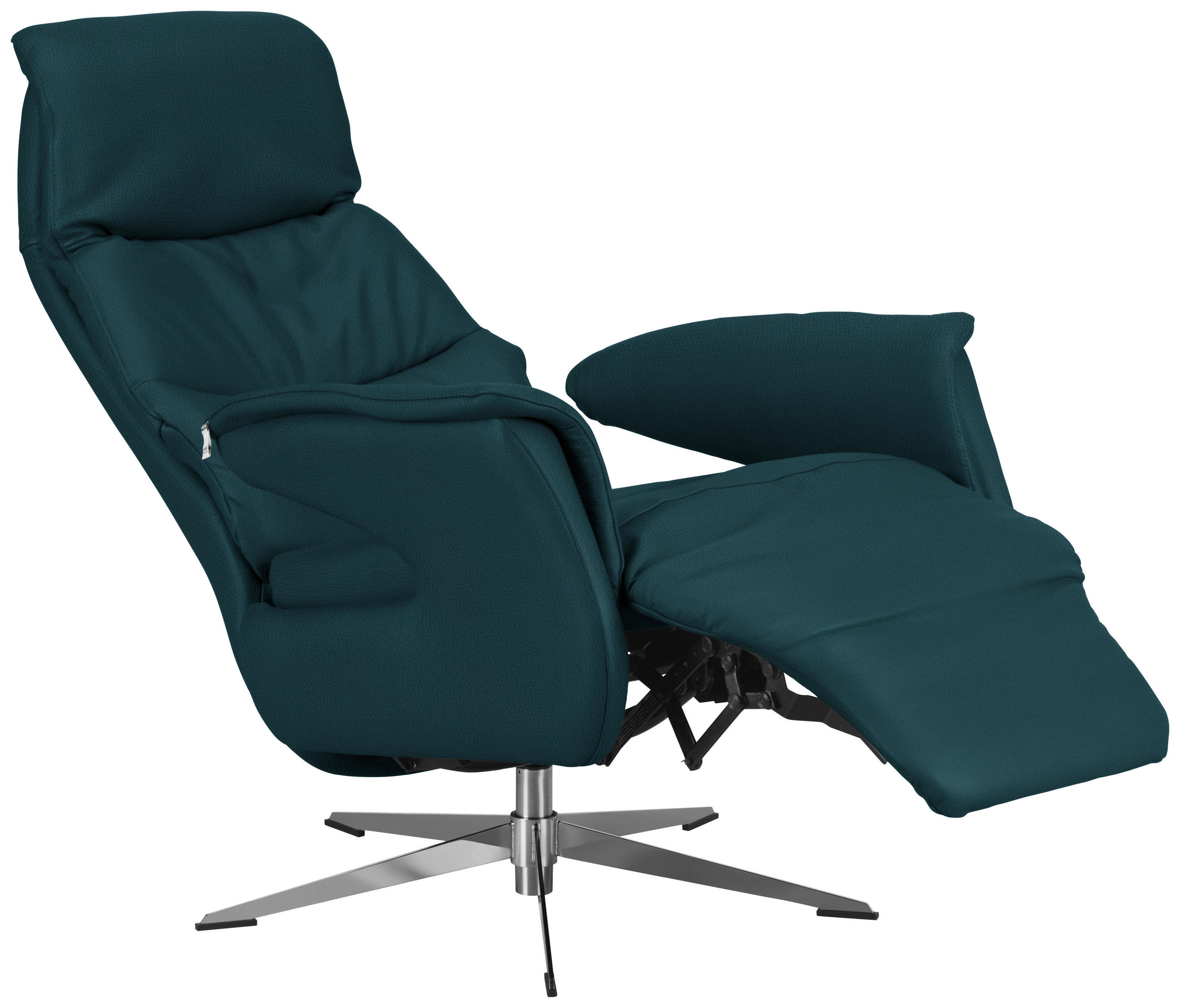 RELAXSESSEL in Leder Blau  - Chromfarben/Blau, Design, Leder/Metall (74/108/86cm) - Welnova