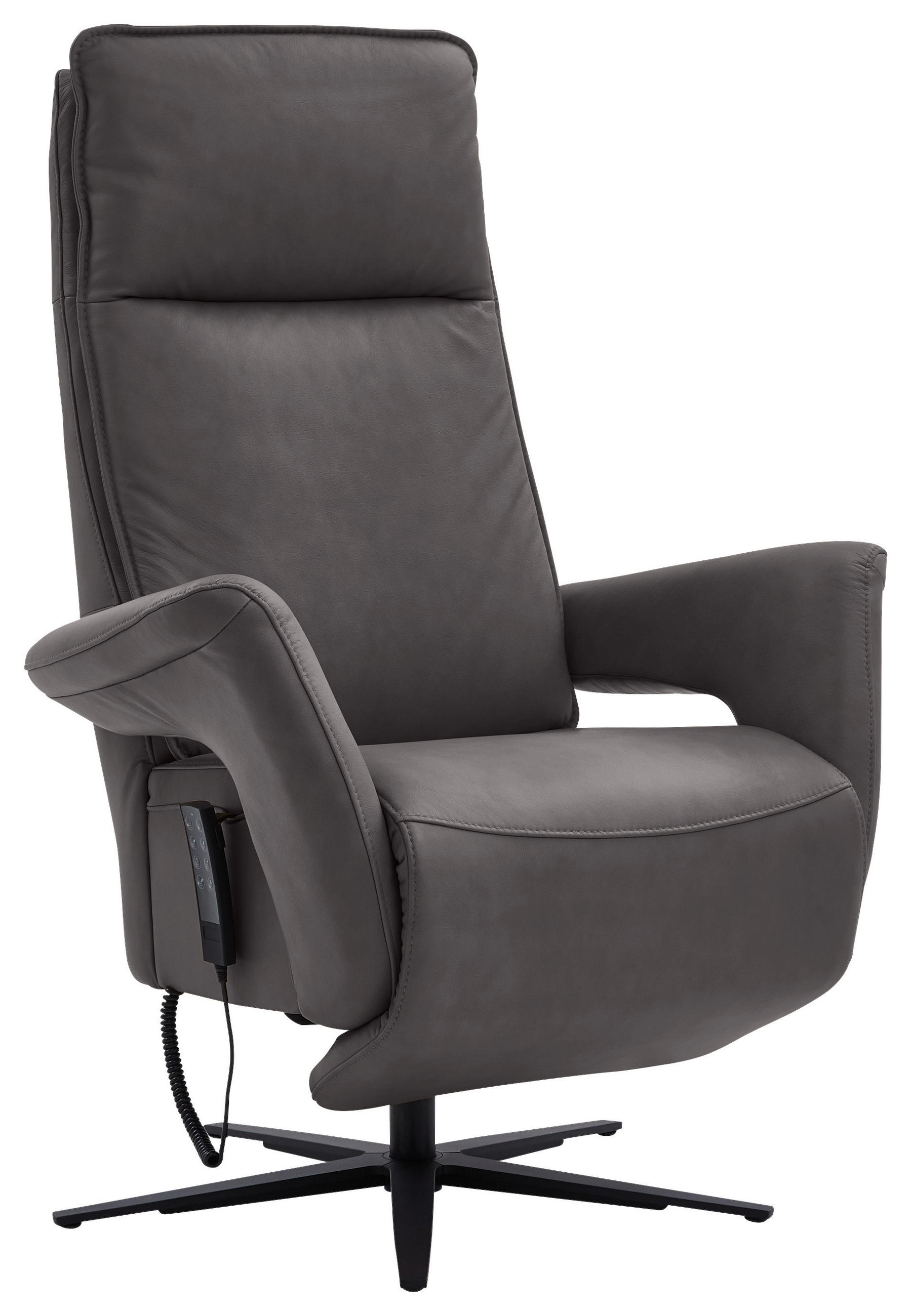 RELAXSESSEL in Leder Dunkelbraun  - Dunkelbraun/Schwarz, Design, Leder/Metall (83/123/87cm) - Valdera