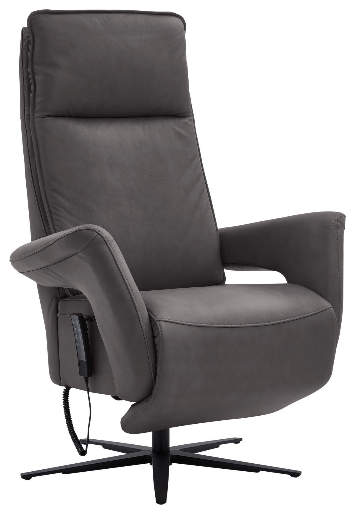 RELAXSESSEL in Leder Dunkelbraun  - Dunkelbraun/Schwarz, Design, Leder/Metall (83/123/87cm) - Valdera