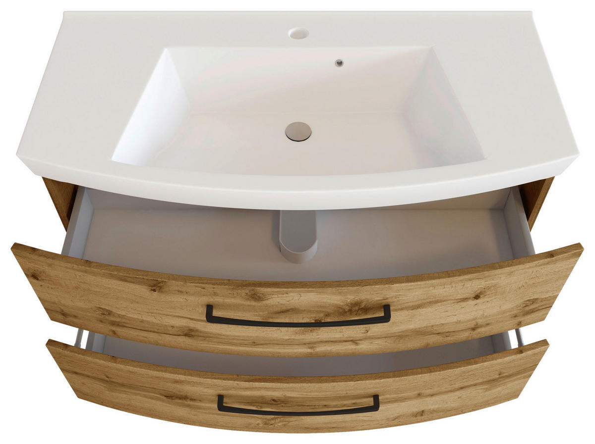 BADEZIMMER 100 cm  - Weiss/Eichefarben, Modern, Keramik/Holzwerkstoff (100cm) - Held