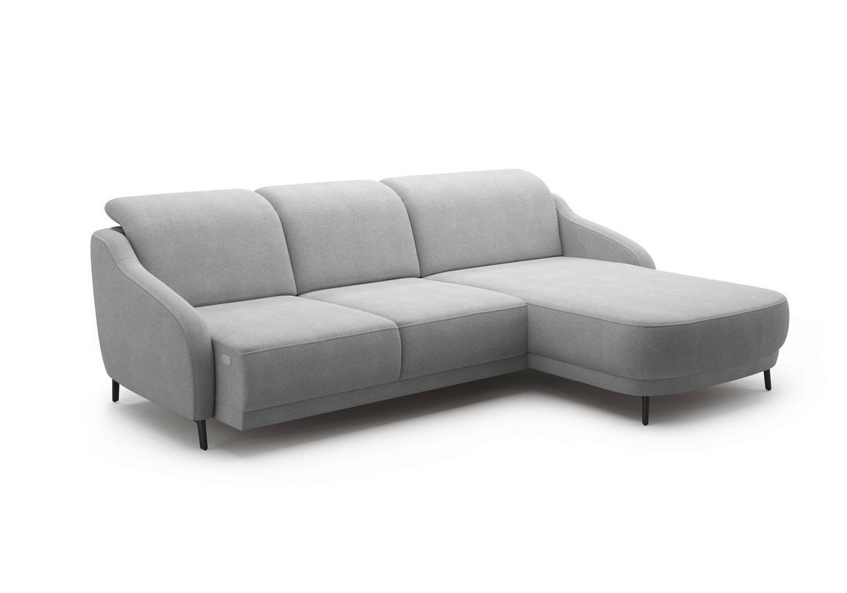 ECKSOFA BLUES V Grau Mikrofaser  - Schwarz/Grau, MODERN, Textil/Metall (271/191cm) - Sit & More