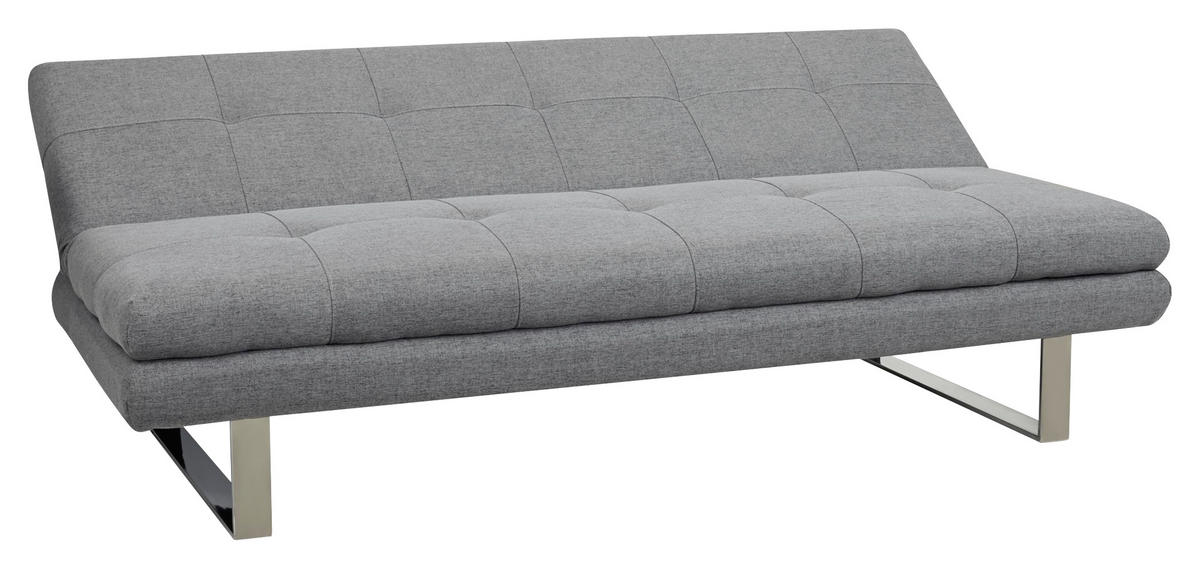 SCHLAFSOFA in Webstoff Grau  - Chromfarben/Grau, Design, Textil/Metall (184/82/83cm) - Livetastic