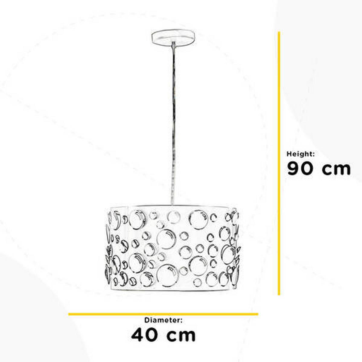 ZÁVESNÉ SVIETIDLO, 40/90 cm  - biela, Design, kov (40/90cm)