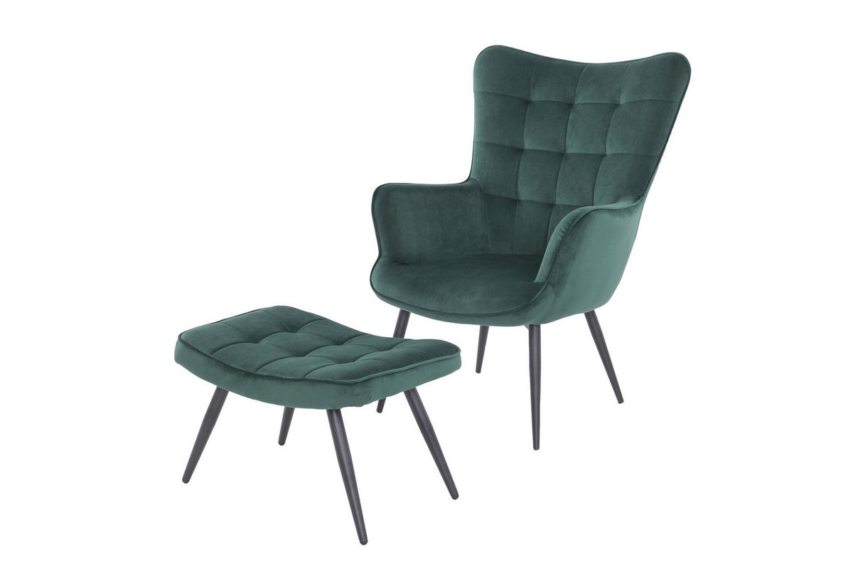 SESSELSET UTA Samt    - Dunkelgrün/Schwarz, Basics, Textil/Metall (72-60/97-39/80-41cm) - MID.YOU