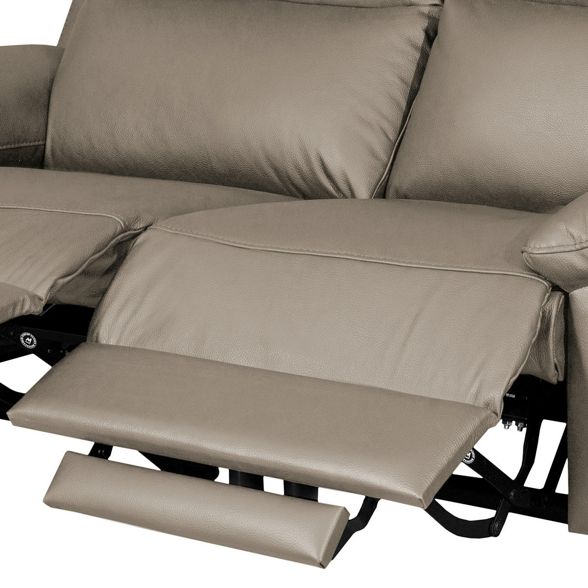 2-SITZER-SOFA 178/95/96 cm PERLE in Echtleder Taupe   - Taupe/Chromfarben, Design, Leder/Metall (178/95/96cm) - Livetastic