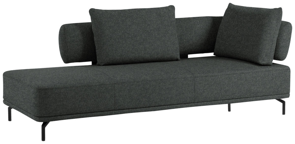 RÉCAMIERE in Flachgewebe Dunkelgrau  - Dunkelgrau/Schwarz, Design, Textil/Metall (227/89/101cm) - Dieter Knoll
