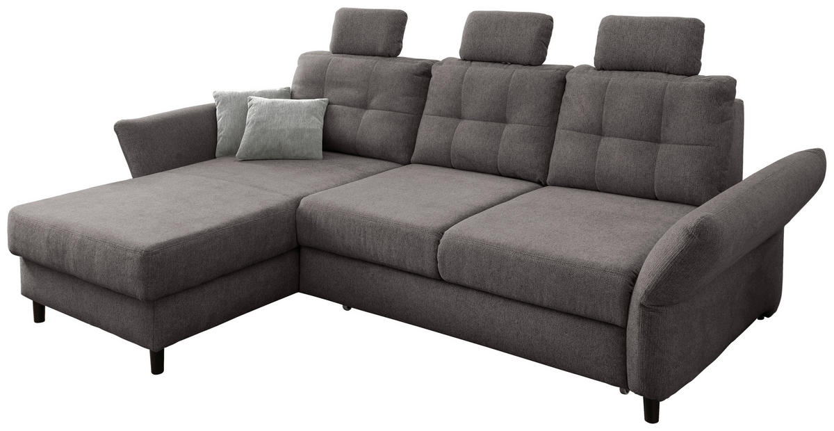 ECKSOFA in Chenille Graubraun  - Graubraun/Hellgrau, Modern, Holz/Textil (176/250-280cm) - Livetastic