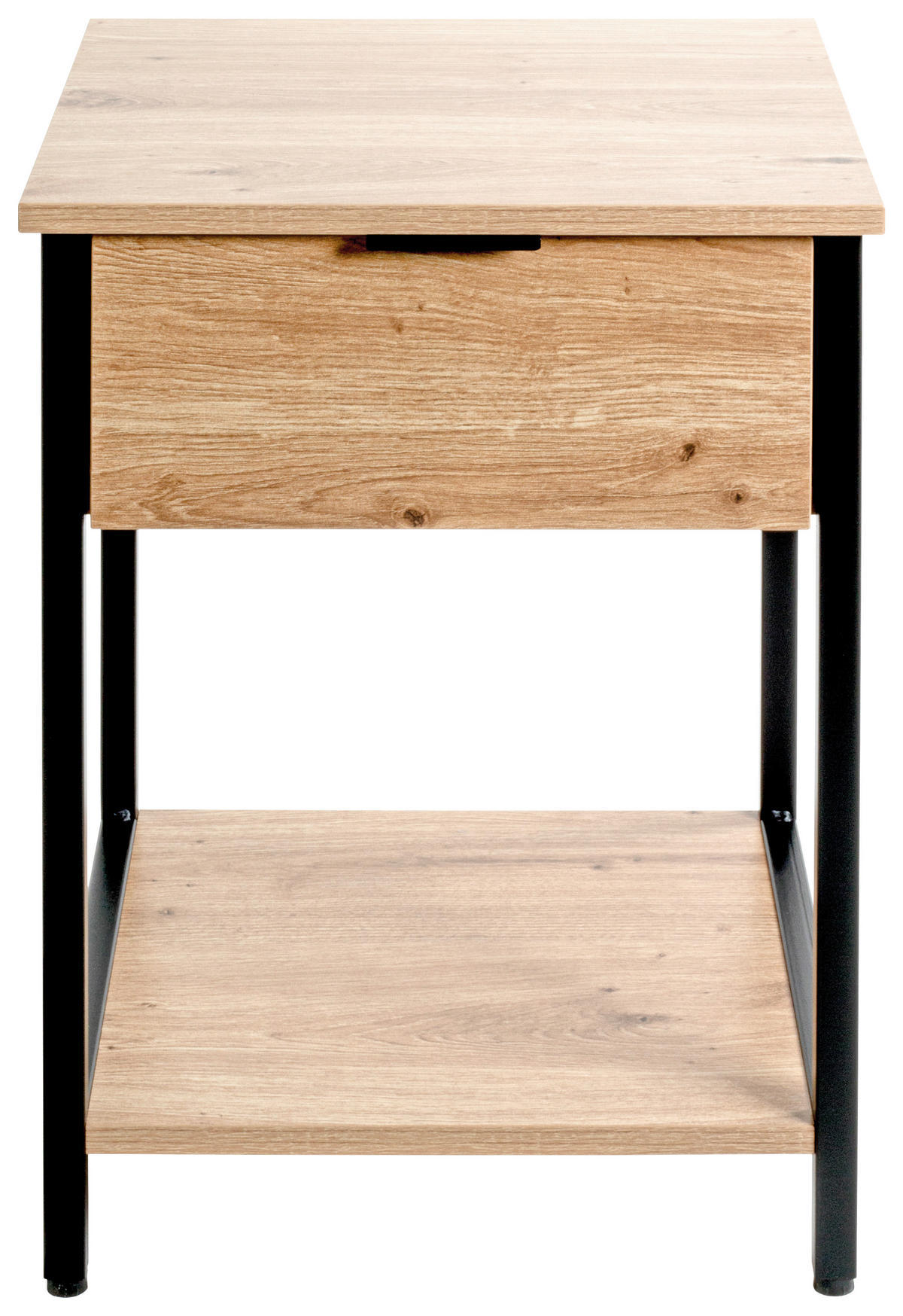 BEISTELLTISCH 40/40/55 cm Schwarz, Eichefarben quadratisch  - Eichefarben/Schwarz, Design, Holzwerkstoff/Metall (40/40/55cm)