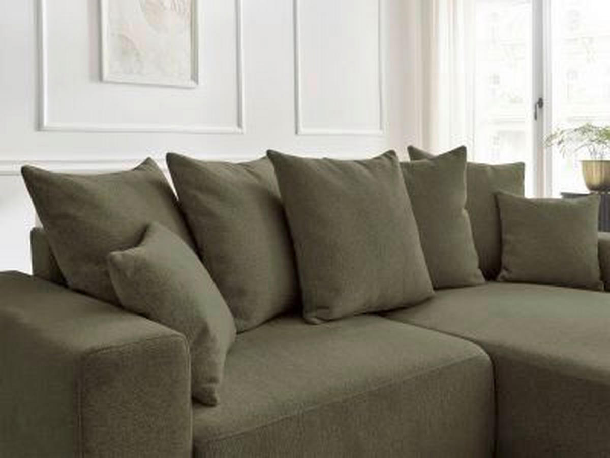 ECKSOFA Ottomane rechts  ATILLA Grün Flachgewebe  - Schwarz/Grün, MODERN, Kunststoff/Textil (244/149cm)