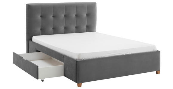 POLSTERBETT Grau 140/200 cm  - Naturfarben/Grau, MODERN, Holz/Textil (140/200cm) - Carryhome