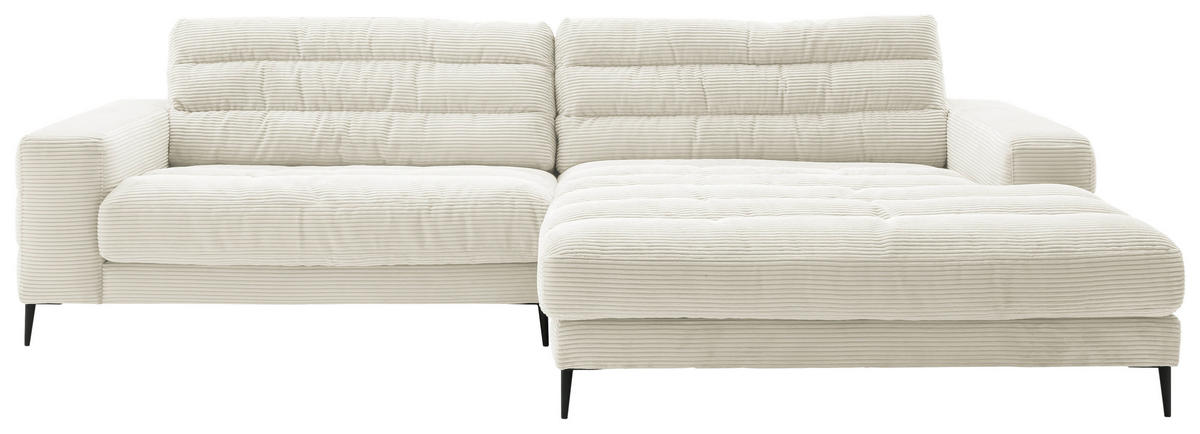 ECKSOFA in Cord Weiss  - Weiss/Schwarz, Design, Textil/Metall (296/207cm) - Dieter Knoll