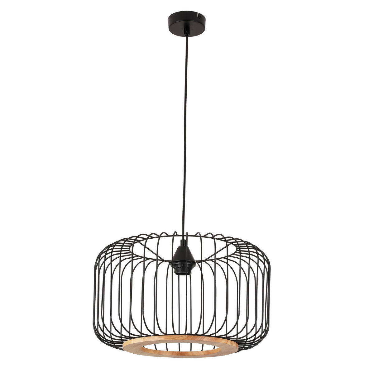 HÄNGELEUCHTE 40/120 cm    - Eichefarben/Schwarz, Trend, Holz/Metall (40/120cm) - Marama