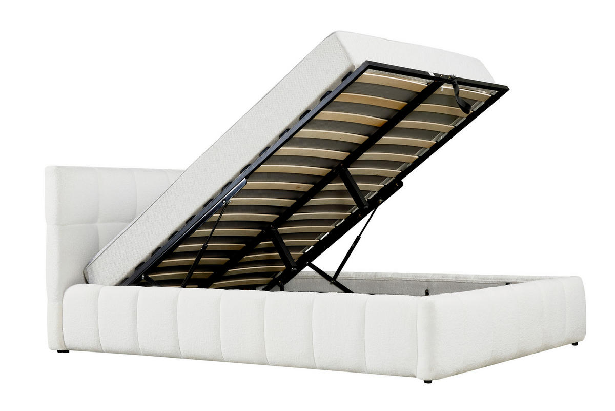 POLSTERBETT 180/200 cm,  in Creme, Lattenrost, Bettkasten,  - Creme/Schwarz, MODERN, Holz/Kunststoff (180/200cm) - Livetastic