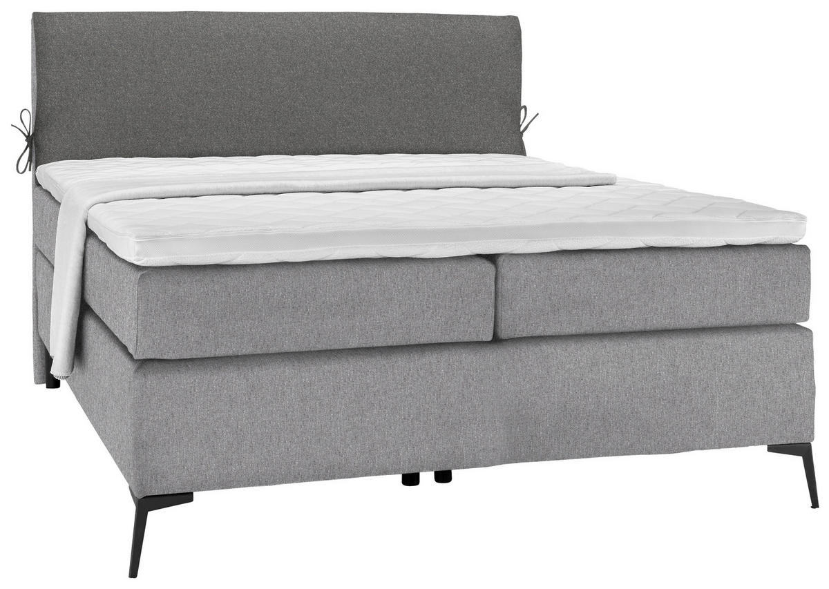 BOXSPRINGBETT 120/200 cm  in Grau, Dunkelgrau  - Dunkelgrau/Schwarz, Design, Textil/Metall (120/200cm) - Hom`in