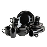 KOMBISERVICE 24-teilig Metallic Rim  - Schwarz, Basics, Keramik - Mäser