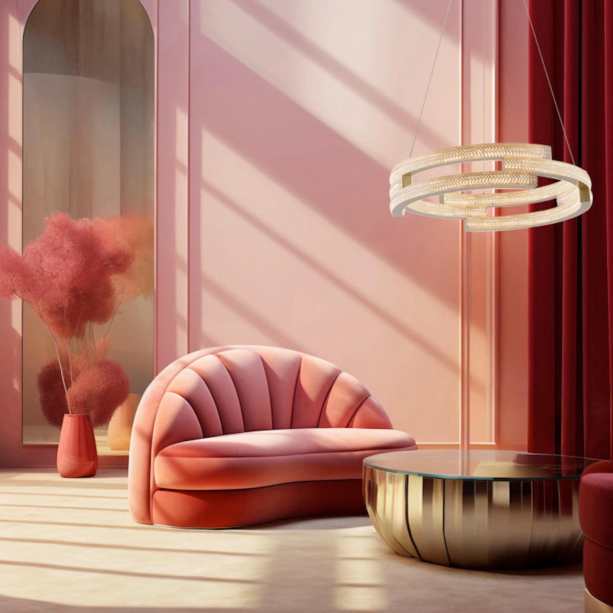 HÄNGELEUCHTE    - Goldfarben, Design, Metall (150/60/60cm)