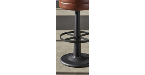 BARHOCKER Echtleder Braun, Schwarz Eisen Lederauswahl  - Schwarz/Braun, LIFESTYLE, Leder/Metall (36/78/36cm) - Landscape