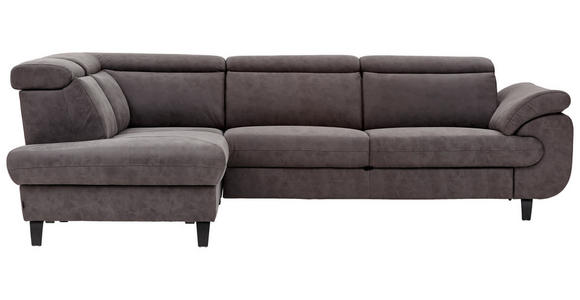 WOHNLANDSCHAFT Grau Webstoff - Schwarz/Grau, Natur, Textil/Metall (204/284cm) - Valnatura