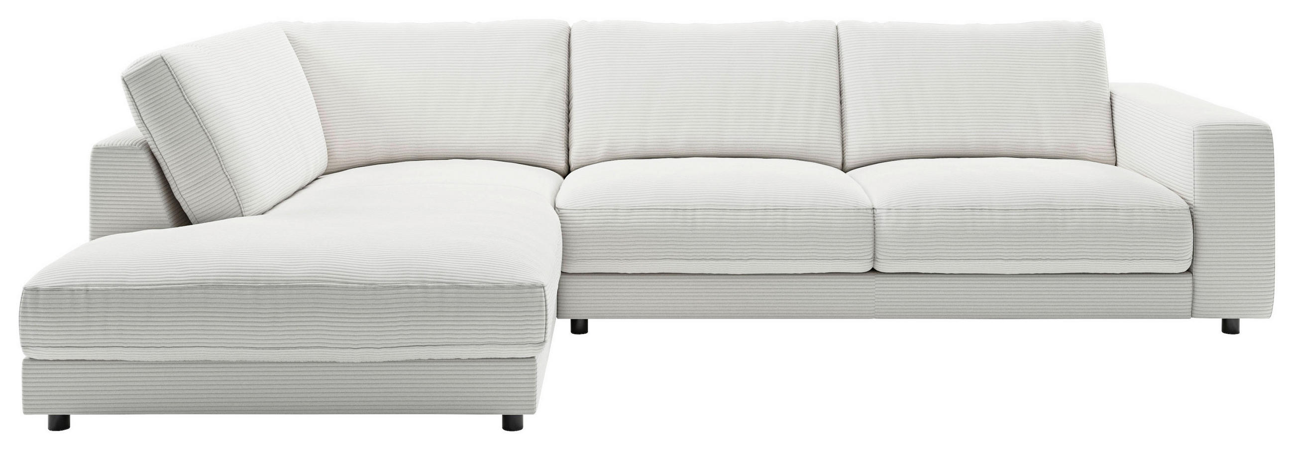 ECKSOFA in Cord Weiß  224/325 cm  - Schwarz/Weiß, Design, Kunststoff/Textil (224/325cm) - Pure Home Lifestyle