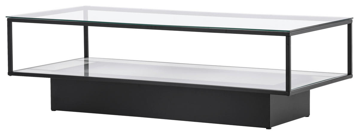 COUCHTISCH Klarglas 130/60/37,5 cm rechteckig Schwarz  - Schwarz, Design, Glas/Metall (130/60/37,5cm) - Livetastic