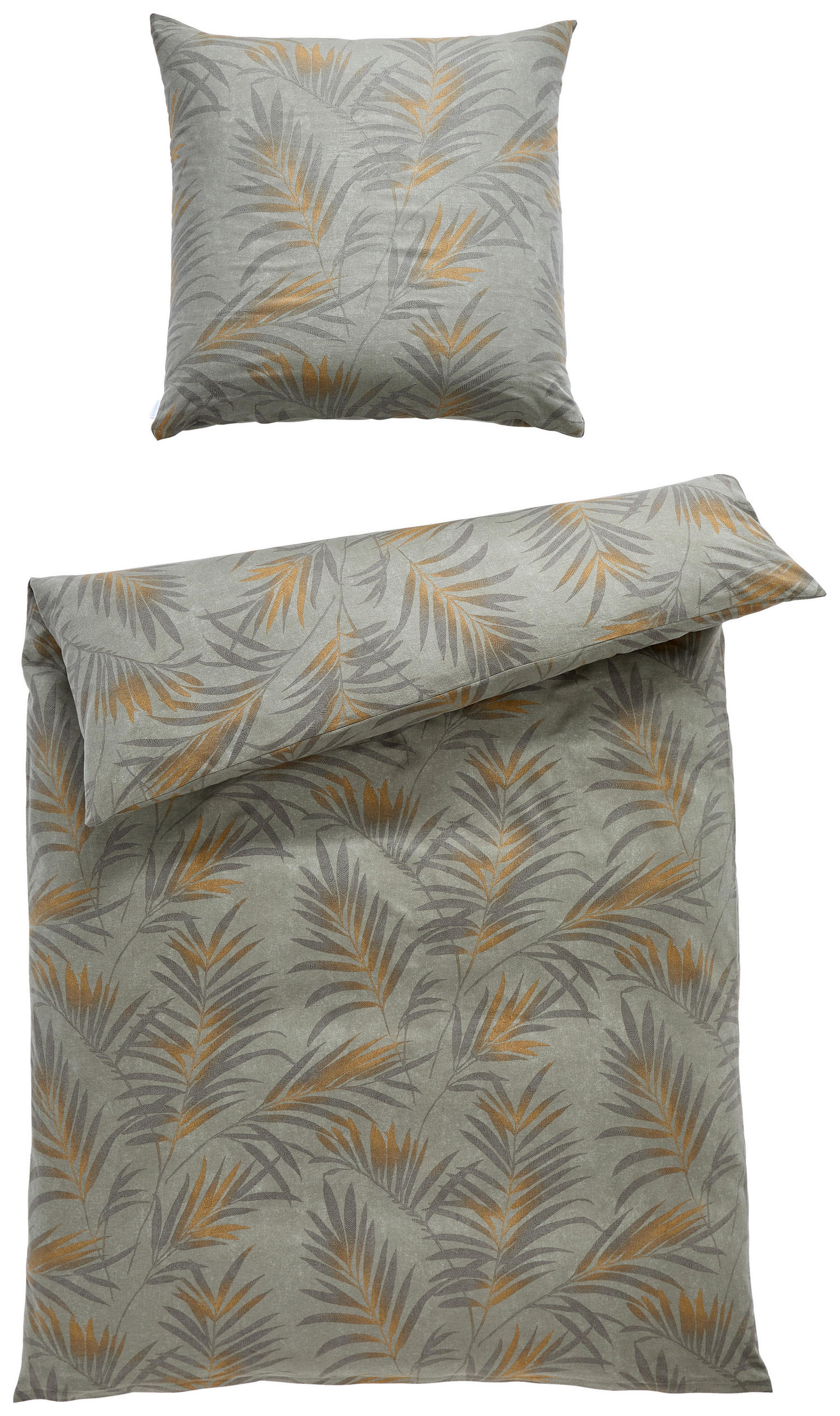 BETTWÄSCHE Fano Flanell 135/200 cm  - Grau/Grün, Basics, Textil (135/200cm) - Estella