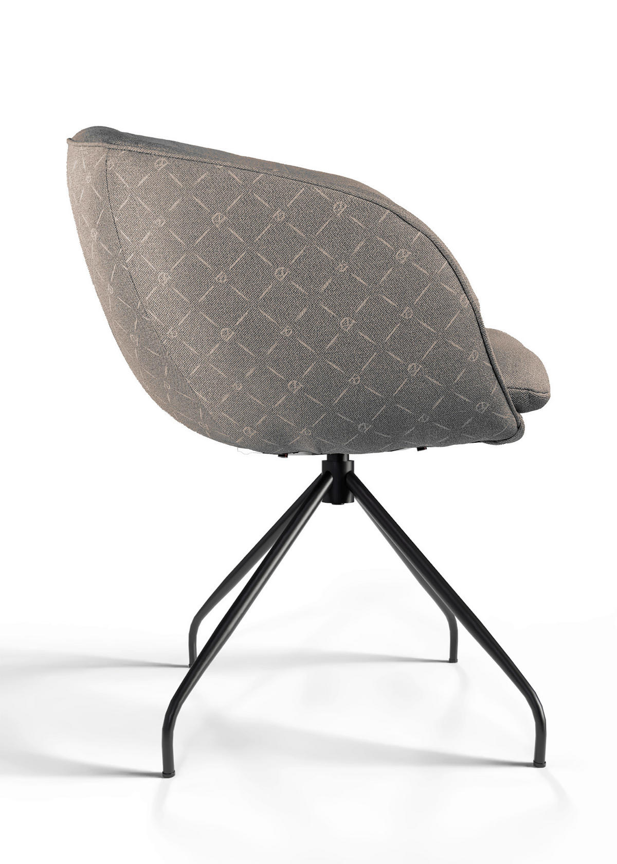 ARMLEHNSTUHL  Sitzfläche 360° drehbar, Gestellauswahl, automatische Rückholfunktion, ergonomische Rückenlehne, Stoff-/Lederauswahl Jacquard  Graubraun  - Graubraun/Schwarz, Design, Textil/Metall (62/81/63cm) - Dieter Knoll