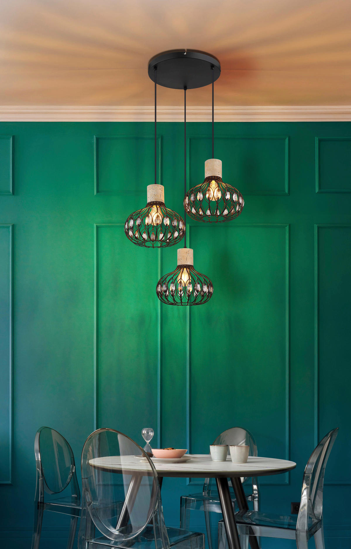 HÄNGLAMPA DORTHY 47/150 cm  - klar/grå, Basics, metall/glas (47/150cm) - Globo