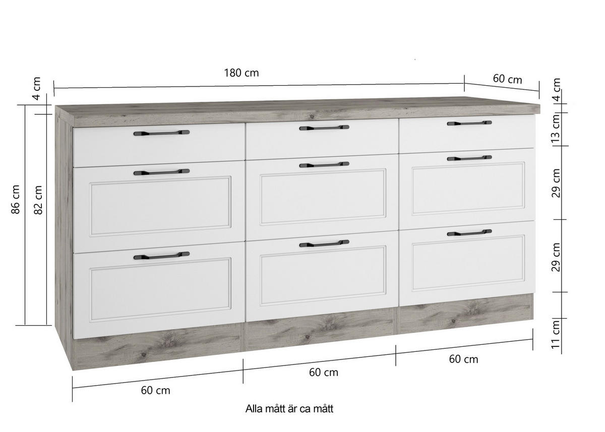 BÄNKSKÅP 180/86/60 cm  i grå, ek Wotan  - ek Wotan/grå, Lifestyle, metall/trämaterial (180/86/60cm) - Held