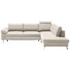 ECKSOFA in Echtleder Beige  - Chromfarben/Beige, Design, Leder/Metall (281/200cm) - Pure Home Lifestyle