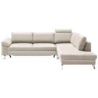 ECKSOFA in Echtleder Beige  - Chromfarben/Beige, Design, Leder/Metall (281/200cm) - Pure Home Lifestyle
