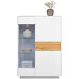 HIGHBOARD Triest Triest Weiß, Eichefarben  101/150/42 cm  - Eichefarben/Weiß, Design, Glas/Holz (101/150/42cm) - Novel