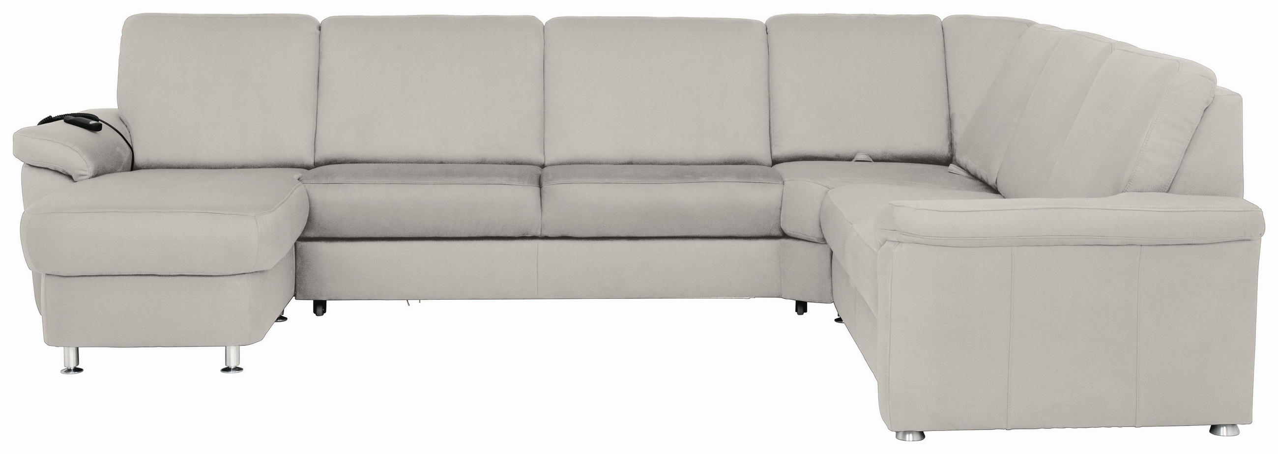 WOHNLANDSCHAFT in Flachgewebe Creme  - Chromfarben/Creme, KONVENTIONELL, Textil/Metall (163/336/240cm) - Beldomo System